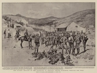 A Brigada de Guardas nos Subúrbios de Pretória antes de percorrer a cidade